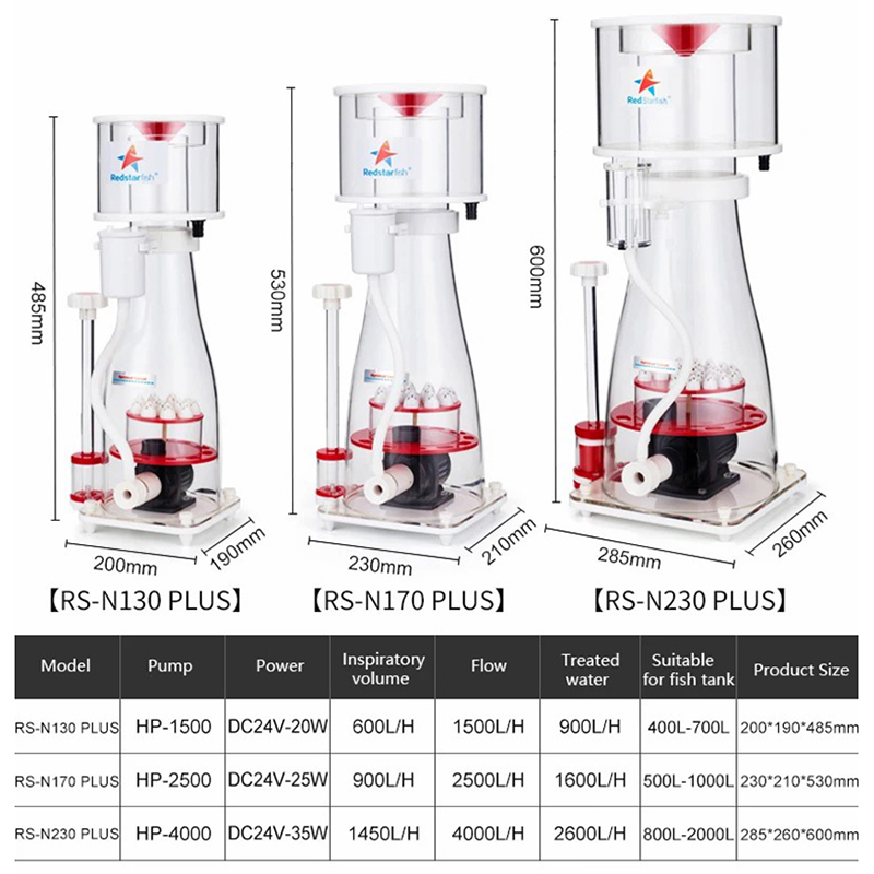 Protein Skimmer Reef - مضخة ترشيح بروتينية حمراء على شكل
